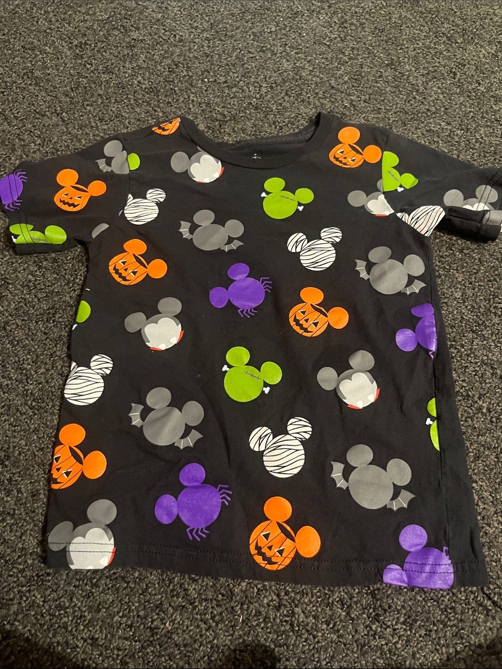 Kids Halloween Print Short Sleeve Tee - Black/Multicolor